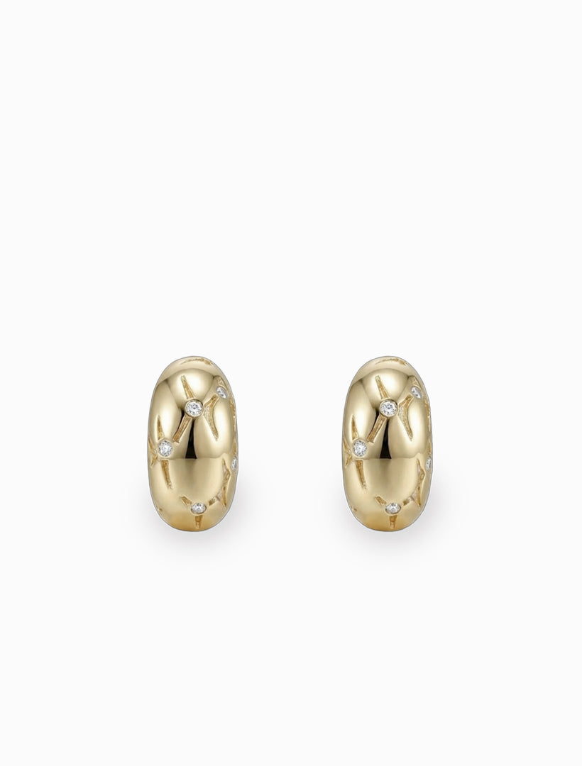 Tiny CZ Chunky Hoops Gold
