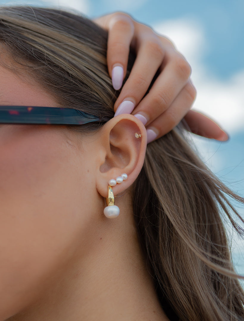 Tiny Triple Pearl Studs