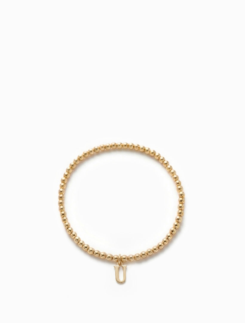 Initial Ball Stretch Bracelet U Gold