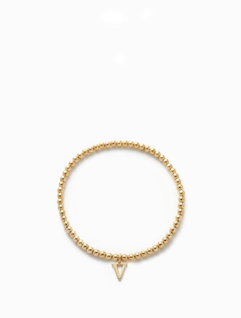 Initial Ball Stretch Bracelet V Gold