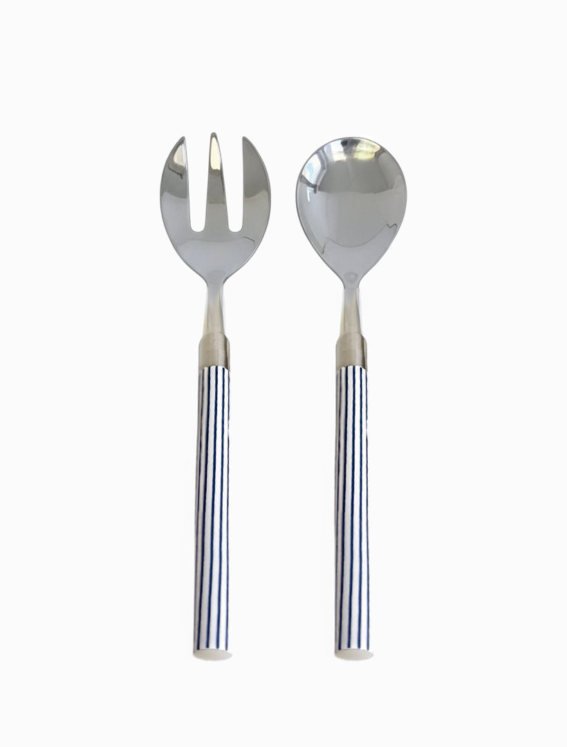 St Tropez Blue and White Salad Servers