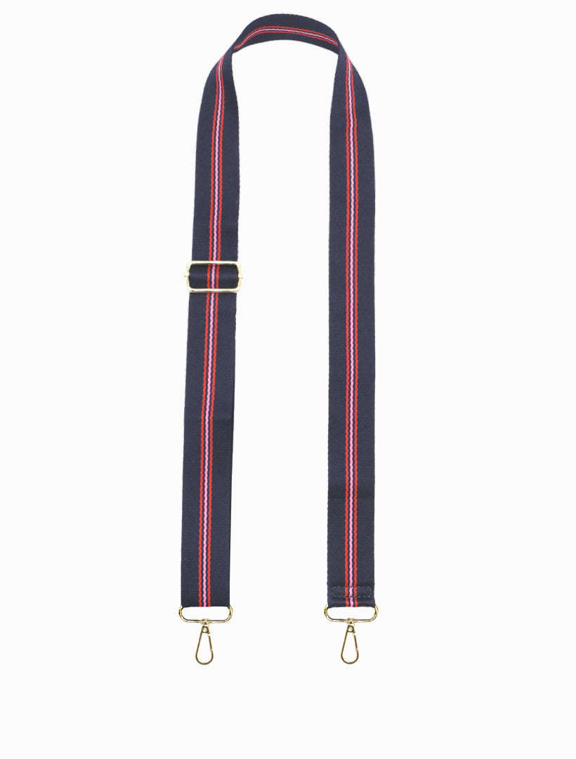 Navy pink webbing bag strap