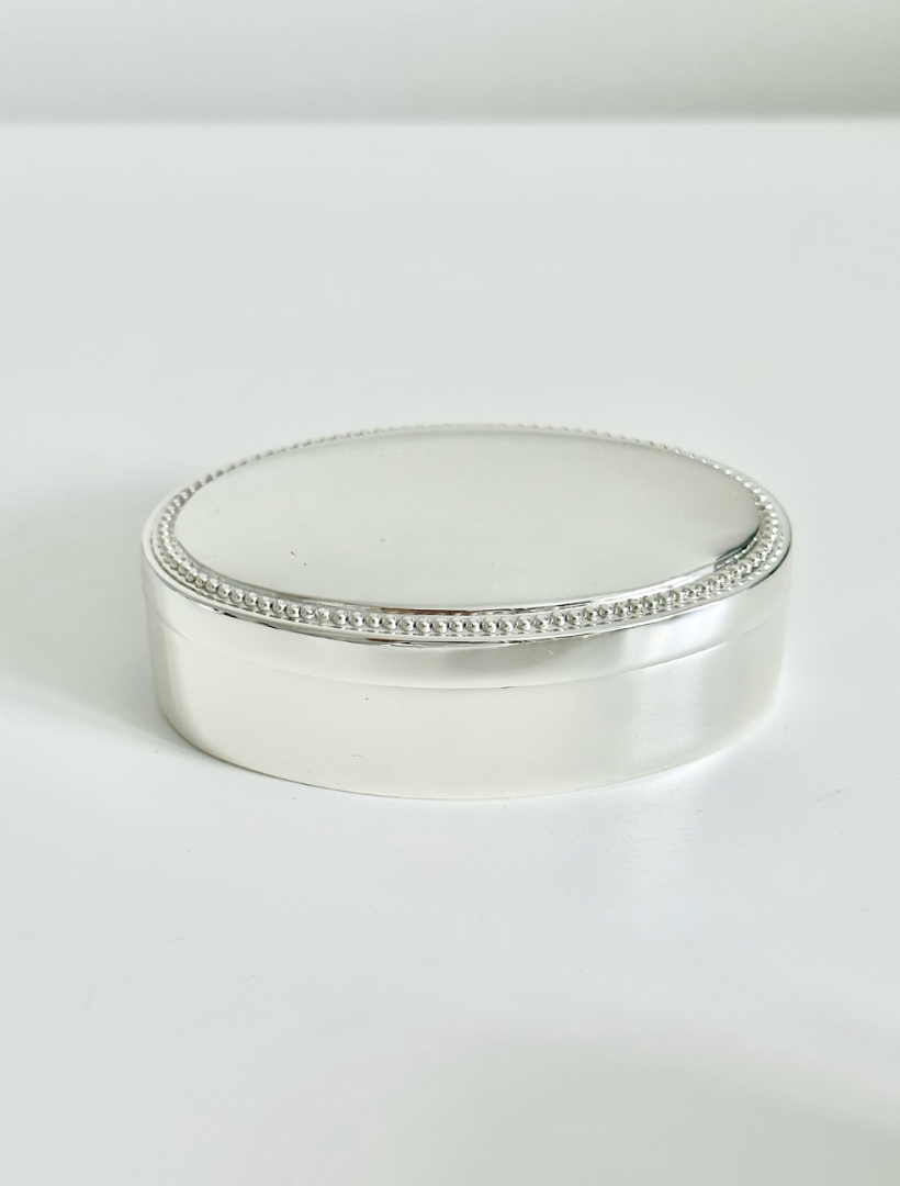 Silver Plated Oval Beaded Box