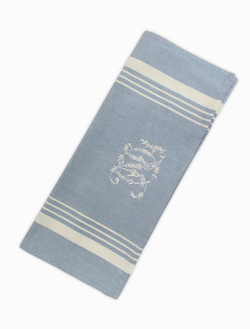 Front view - blue cotton tea towel