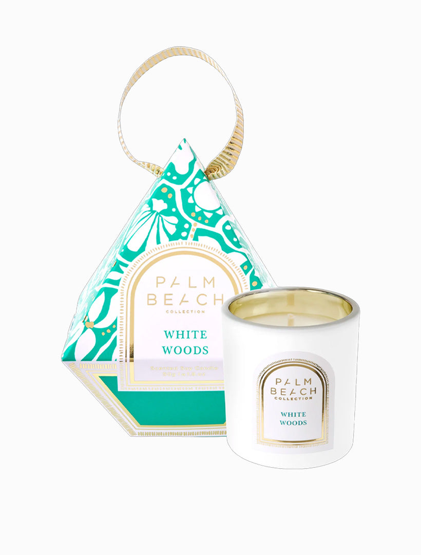 PB Hanging Bauble Mini Candle White Woods 50g