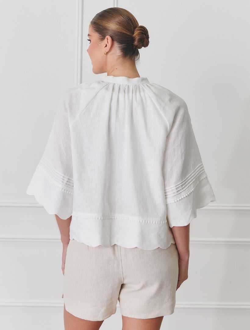 Back view - White linen lace shacket