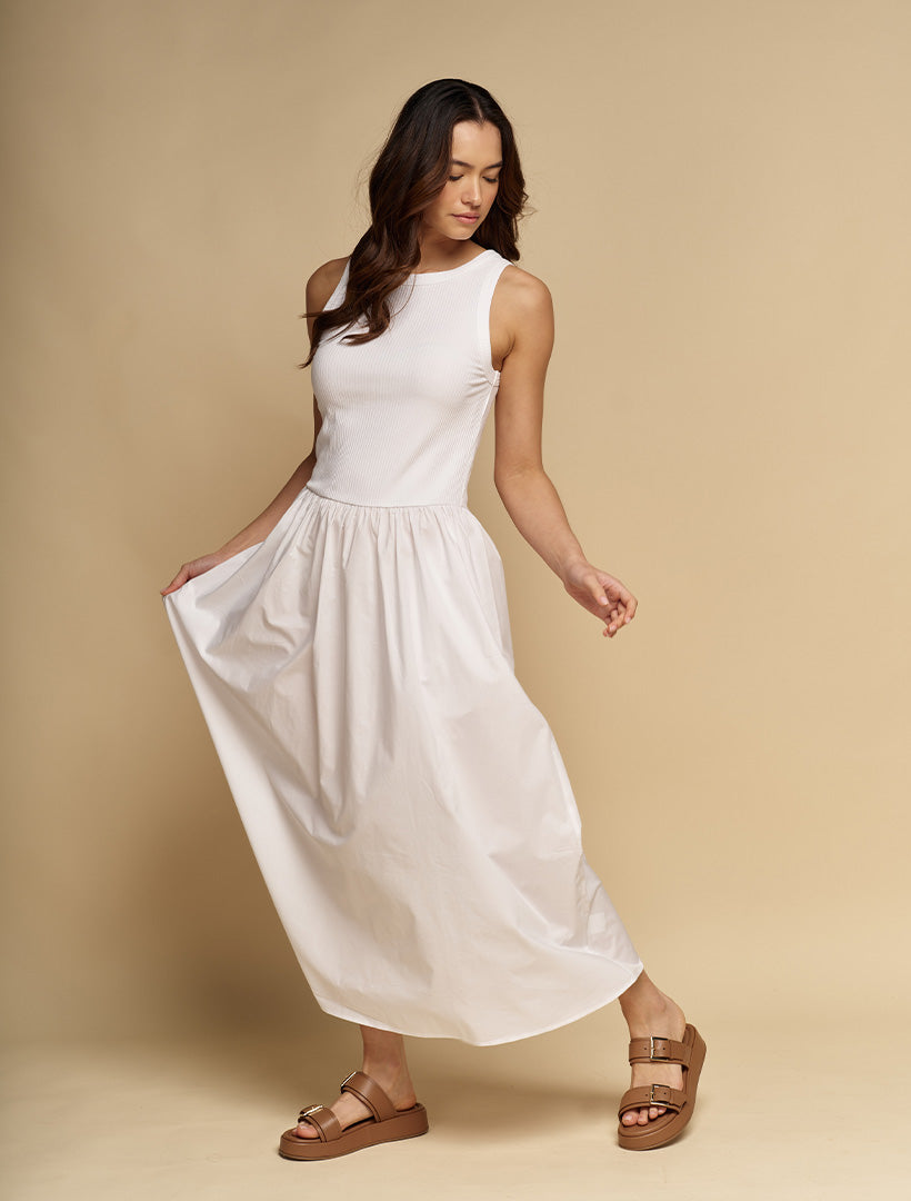 Raven Cotton Dress White - FINAL SALE