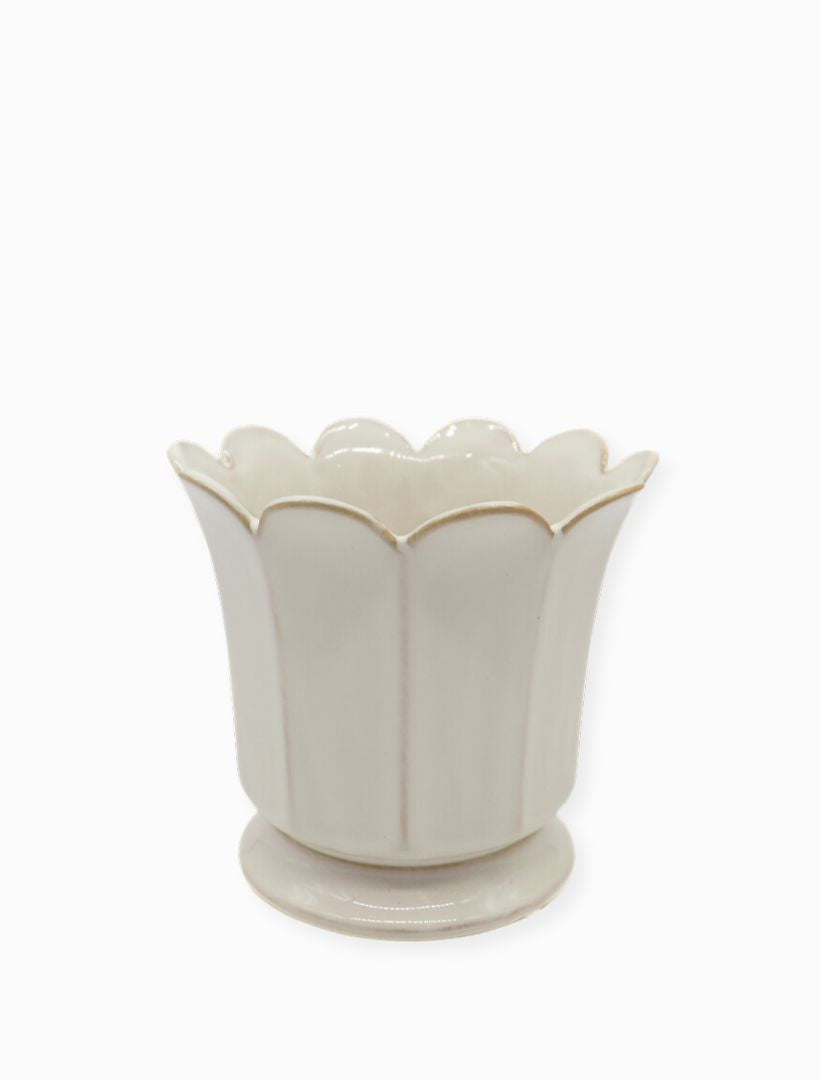 Front view - white scallop large vase