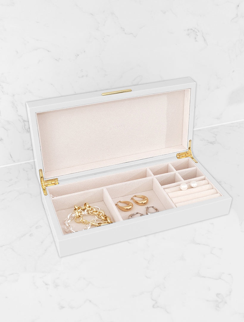 Long Lacquered Jewellery Box White