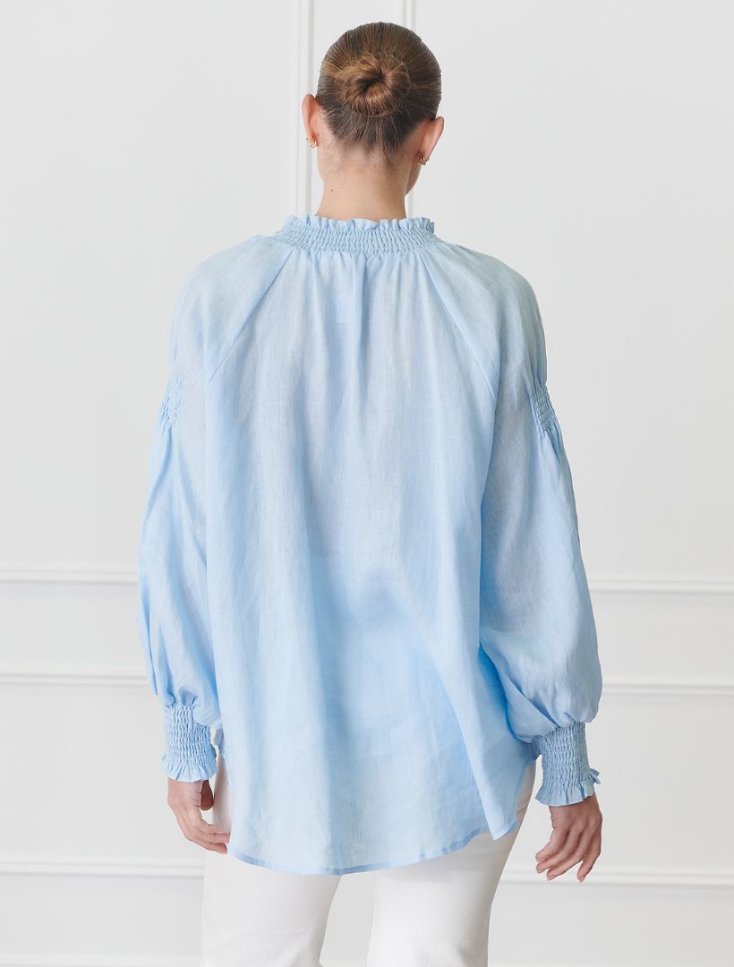 Back view - Blue linen top