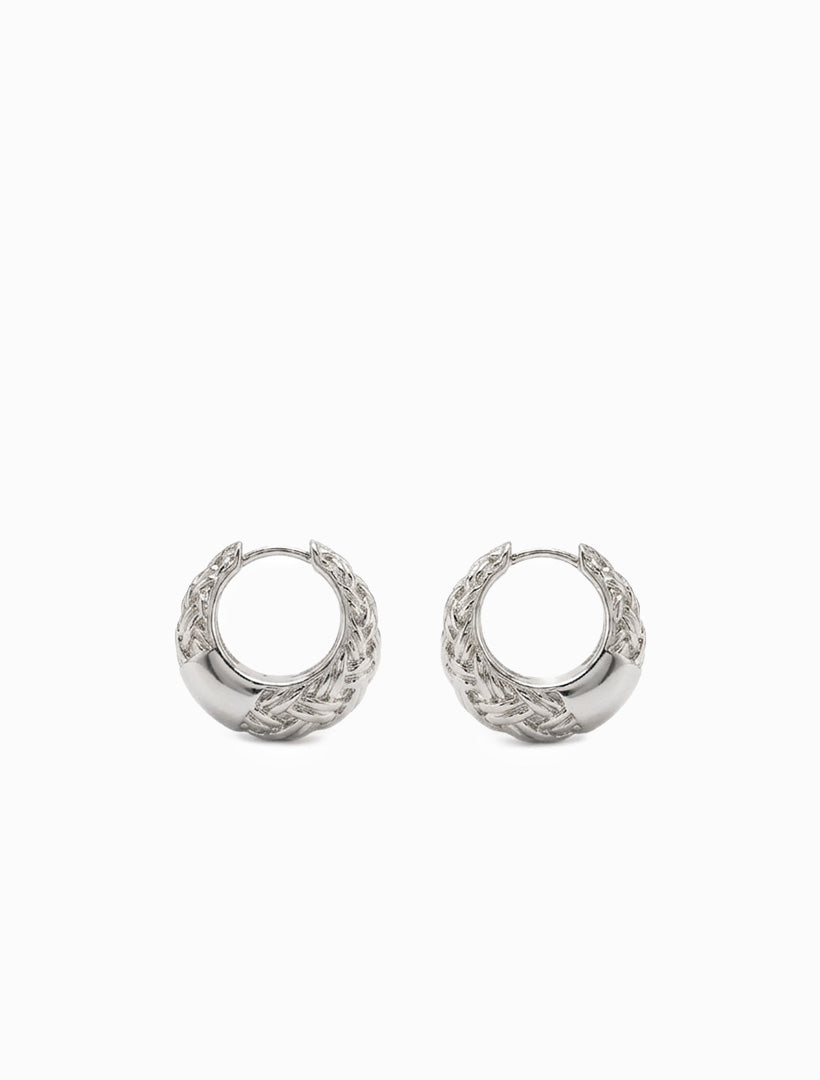 Woven Tear Hoops Rhodium