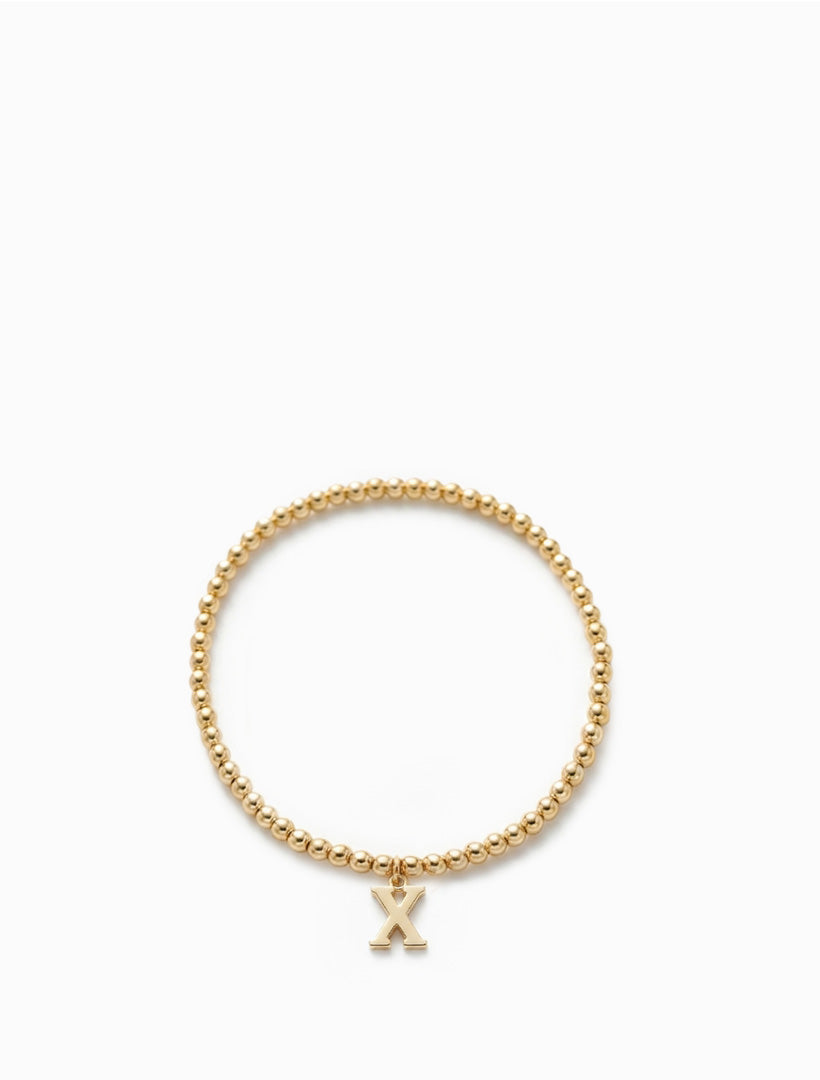 Initial Ball Stretch Bracelet X Gold
