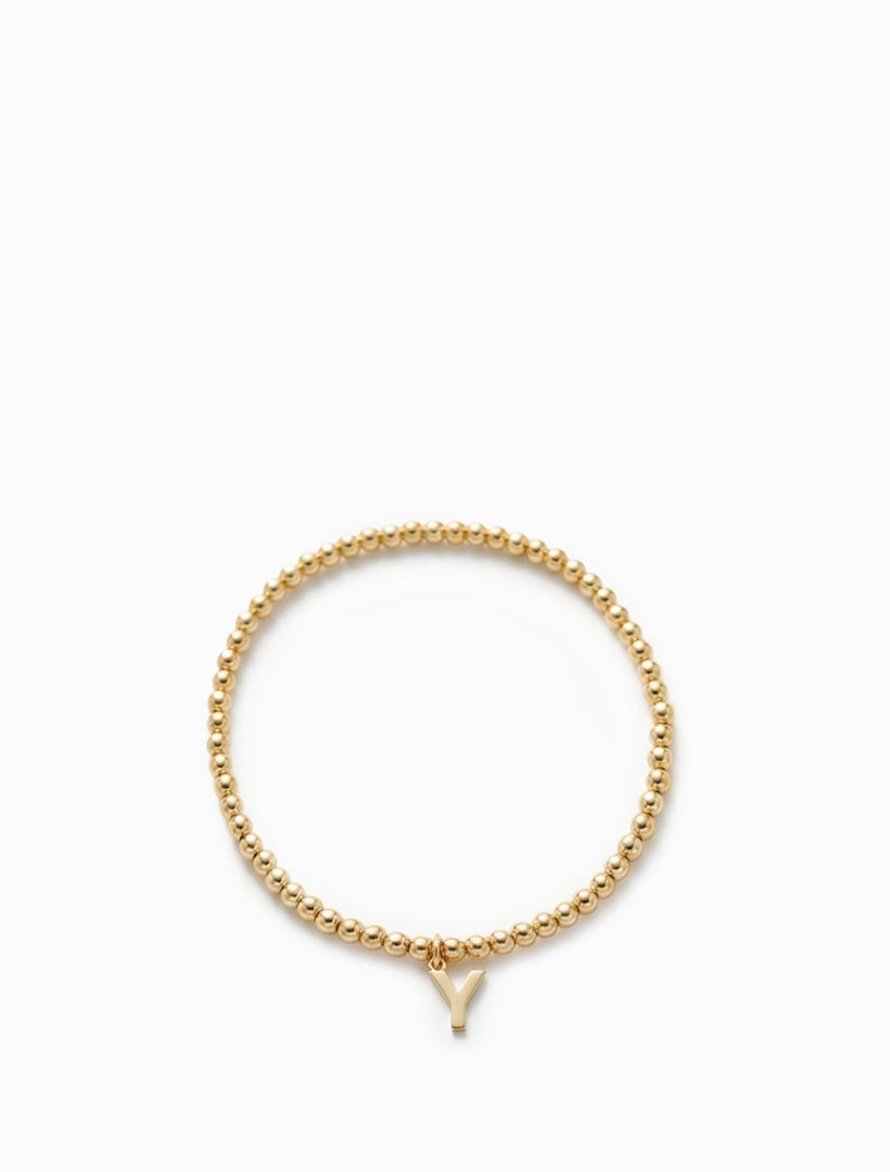 Initial Ball Stretch Bracelet Y Gold