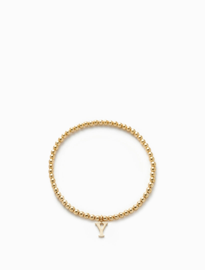 Initial Ball Stretch Bracelet Y Gold