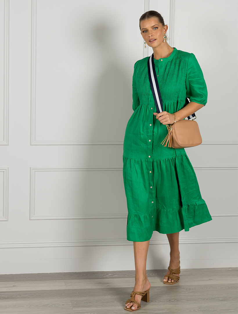 Maria Linen Dress Green