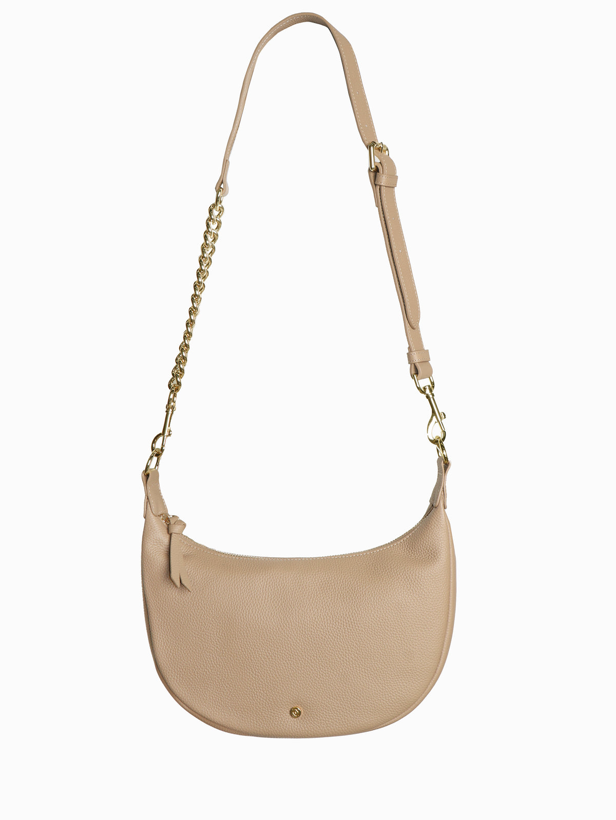 Front view - Beige leather bag