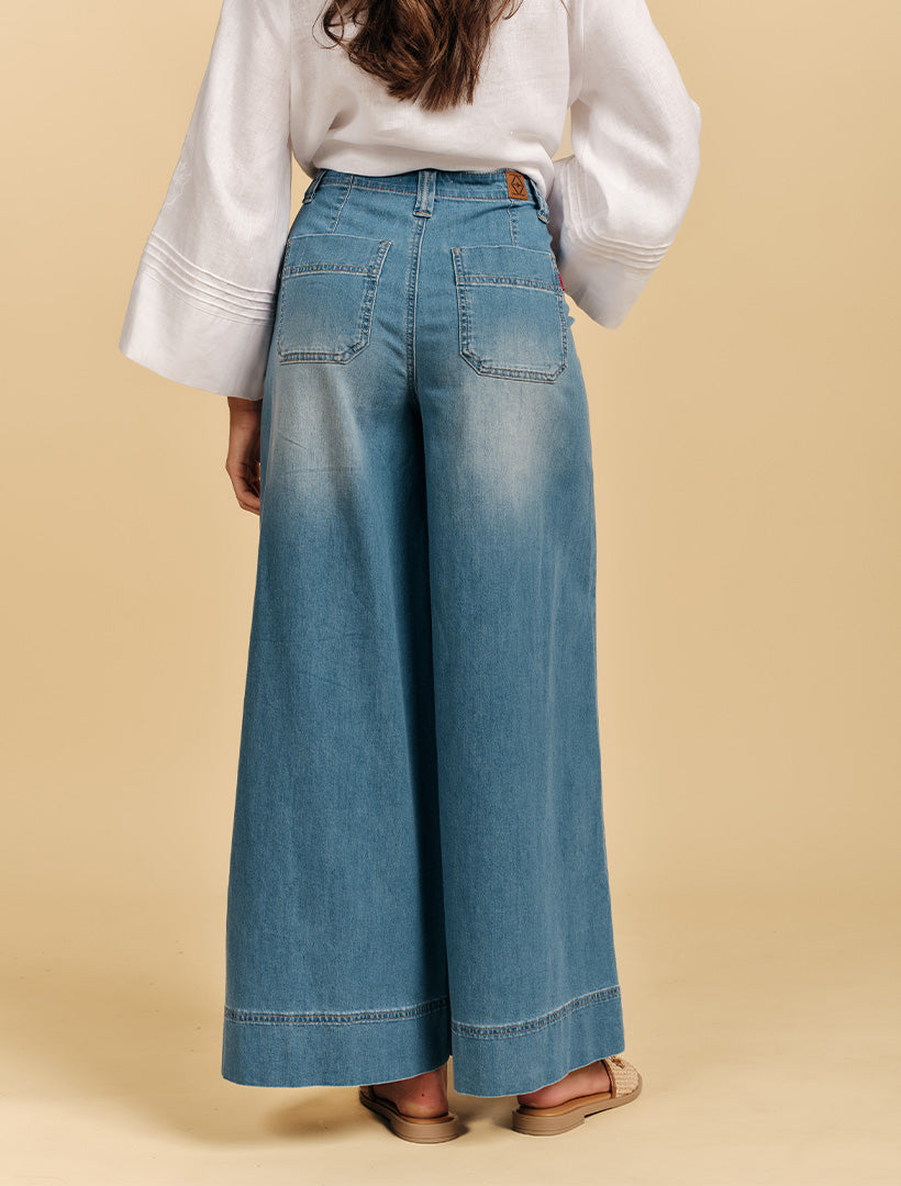 Zoe Pale Wash Palazzo Jean