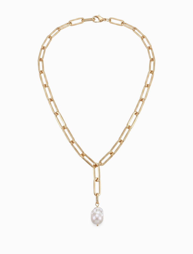 Alberto Pearl Chain Necklace Gold - Zjoosh