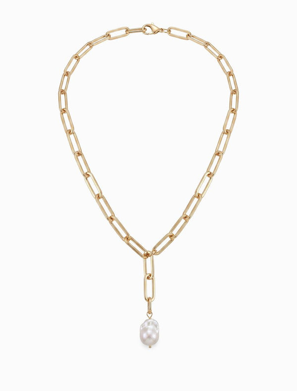 Alberto Pearl Chain Necklace Gold - Zjoosh
