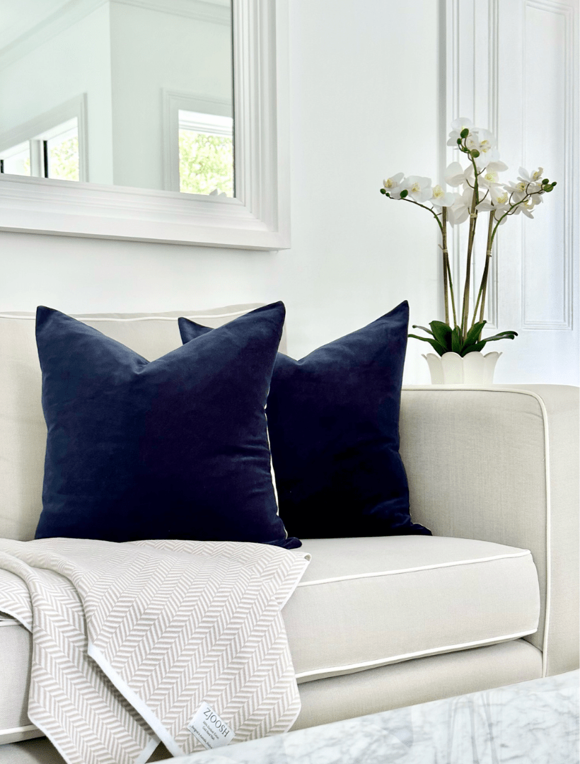 Alsace Velvet Cushion Navy (50cm x 50cm) - Zjoosh