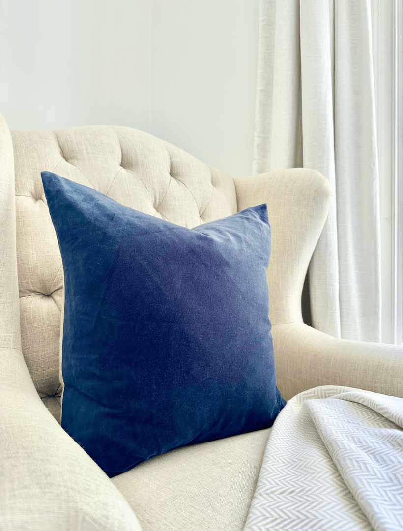 Alsace Velvet Cushion Navy (50cm x 50cm) - Zjoosh