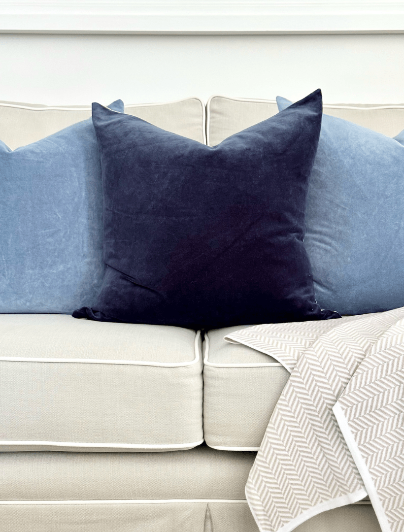 Alsace Velvet Cushion Navy (50cm x 50cm) - Zjoosh