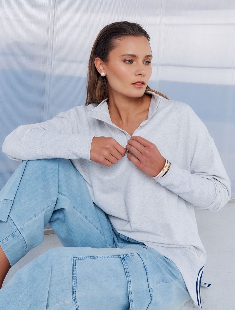 Alysha Zip Through Sweatshirt Grey - Zjoosh