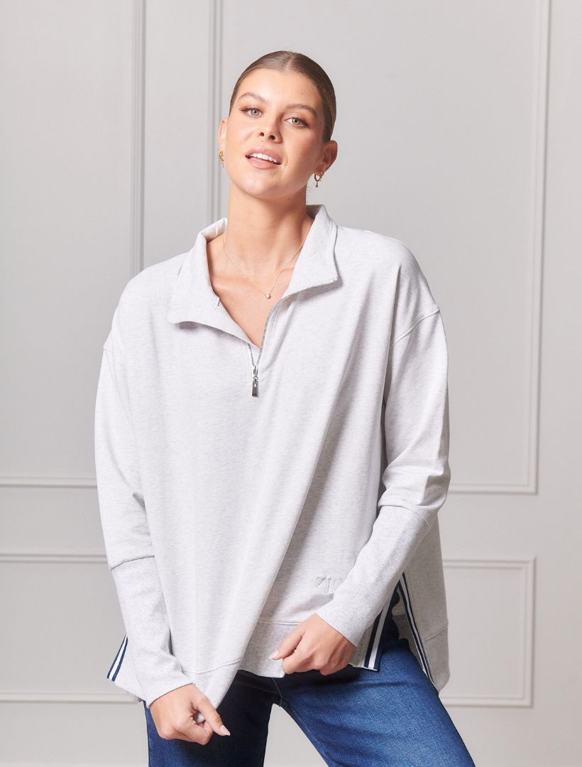 Alysha Zip Through Sweatshirt Grey - Zjoosh