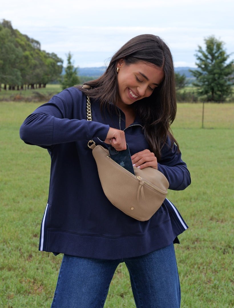 Alysha Zip Through Sweatshirt Navy - Zjoosh