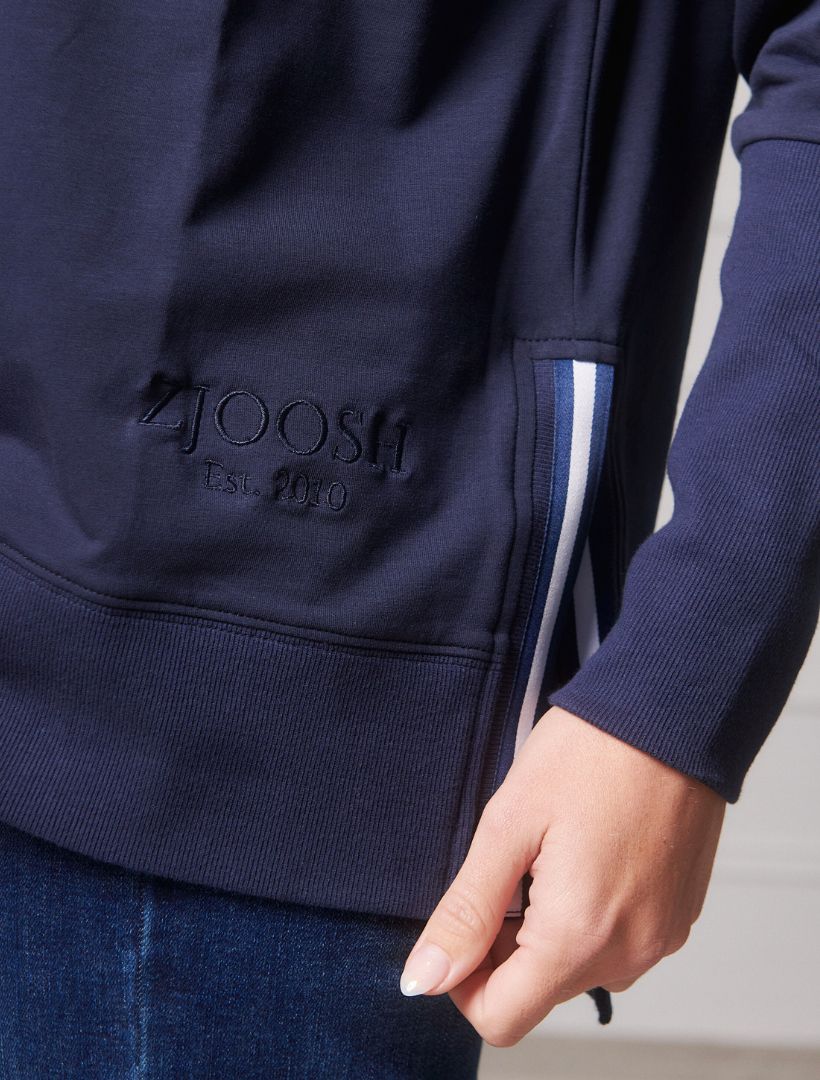 Alysha Zip Through Sweatshirt Navy - Zjoosh