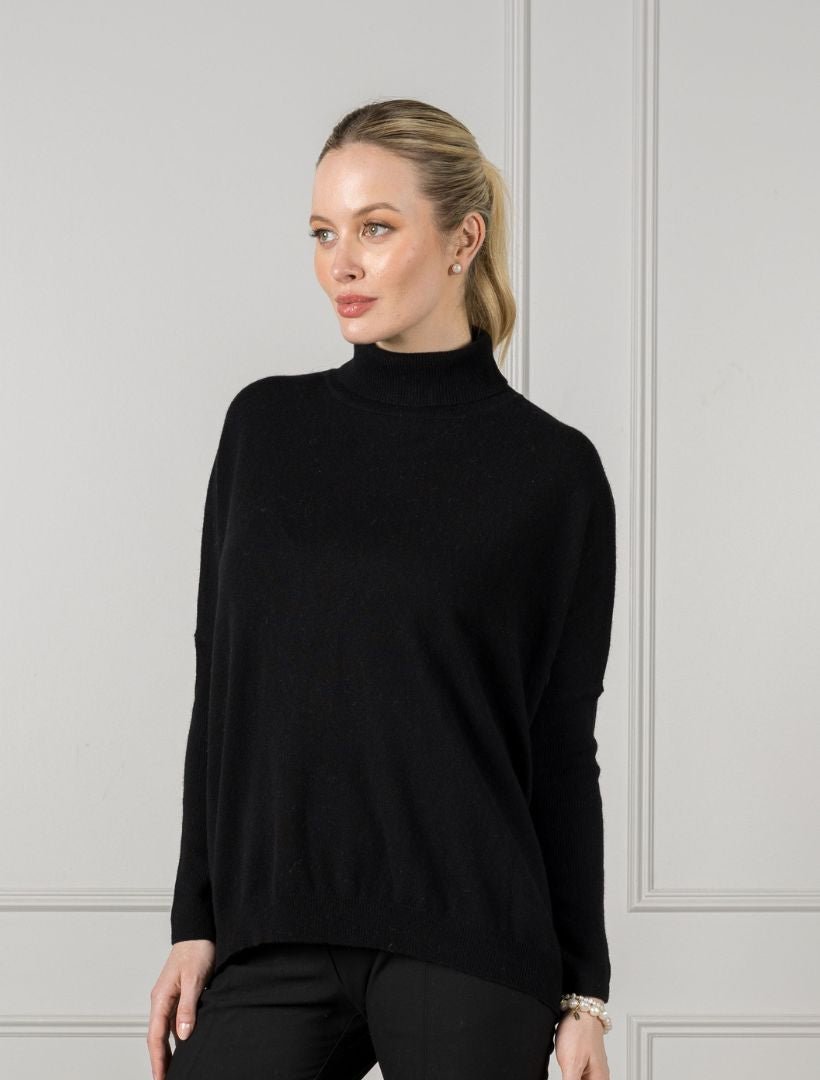 Amanda Roll Neck Jumper Black - FINAL SALE - Zjoosh