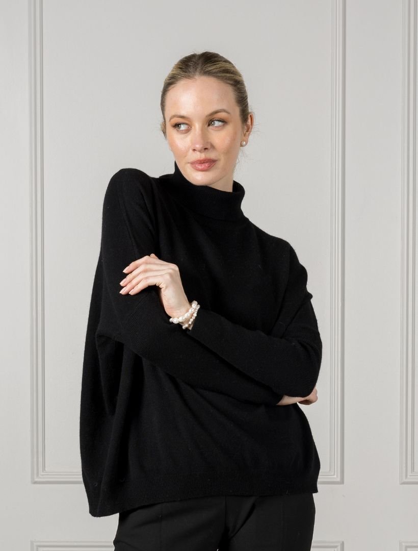 Amanda Roll Neck Jumper Black - FINAL SALE - Zjoosh