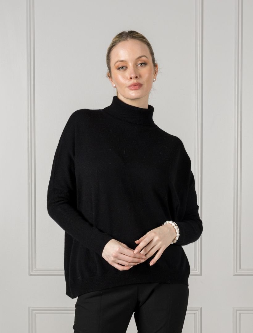 Amanda Roll Neck Jumper Black - FINAL SALE - Zjoosh