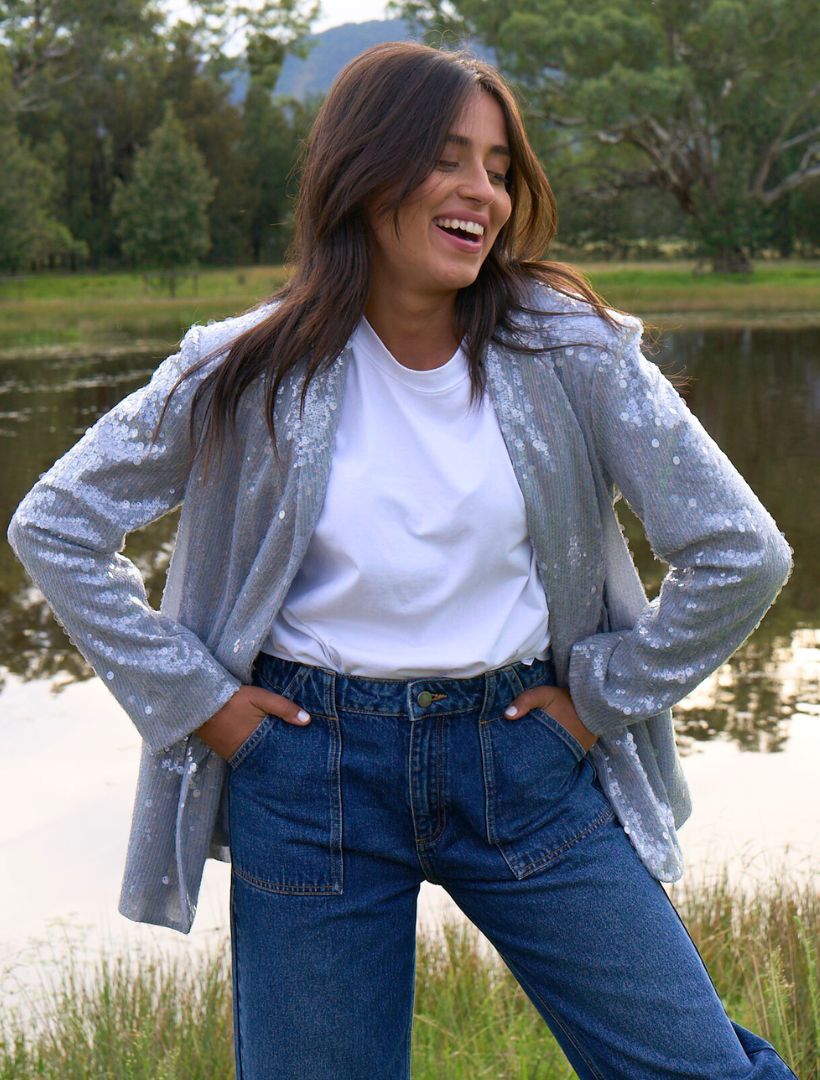 Anais Sequin Jacket Blue - Zjoosh