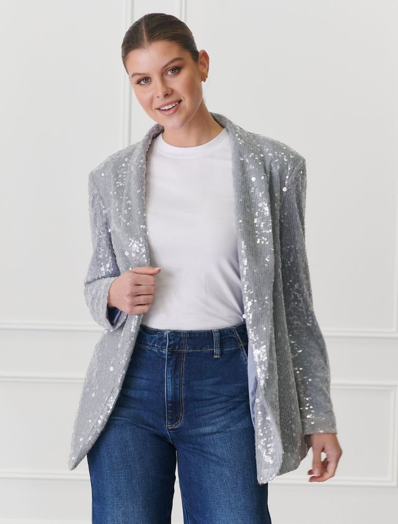 Anais Sequin Jacket Blue - Zjoosh