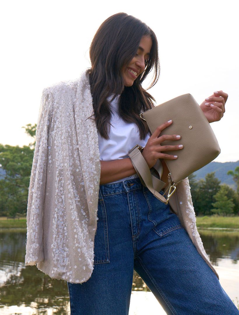 Anais Sequin Jacket Mink - Zjoosh