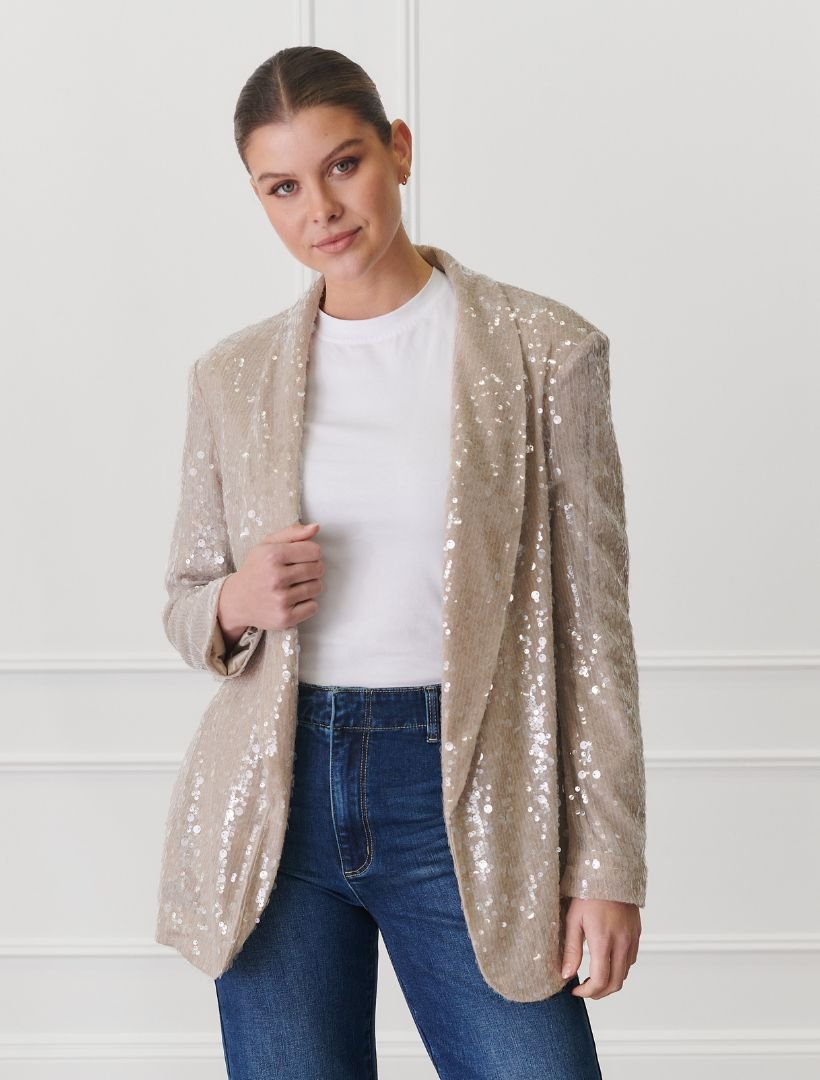 Anais Sequin Jacket Mink - Zjoosh