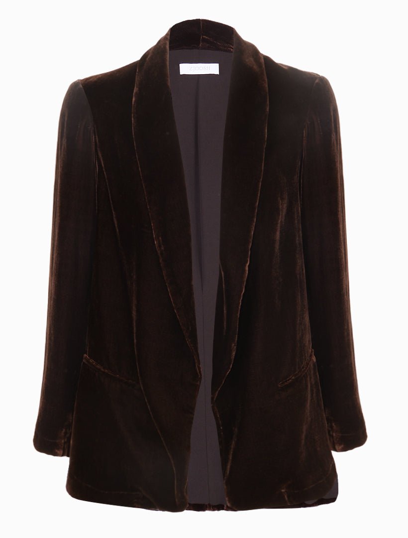 Anais Velvet Blazer Chocolate - FINAL SALE - Zjoosh