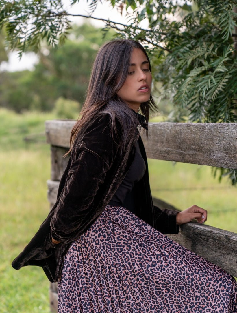 Anais Velvet Blazer Chocolate - FINAL SALE - Zjoosh