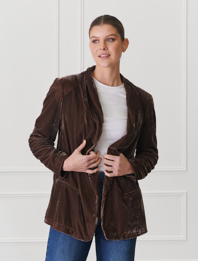Anais Velvet Blazer Chocolate - FINAL SALE - Zjoosh