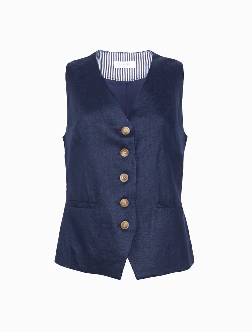 Anita Linen Vest Navy - FINAL SALE - Zjoosh