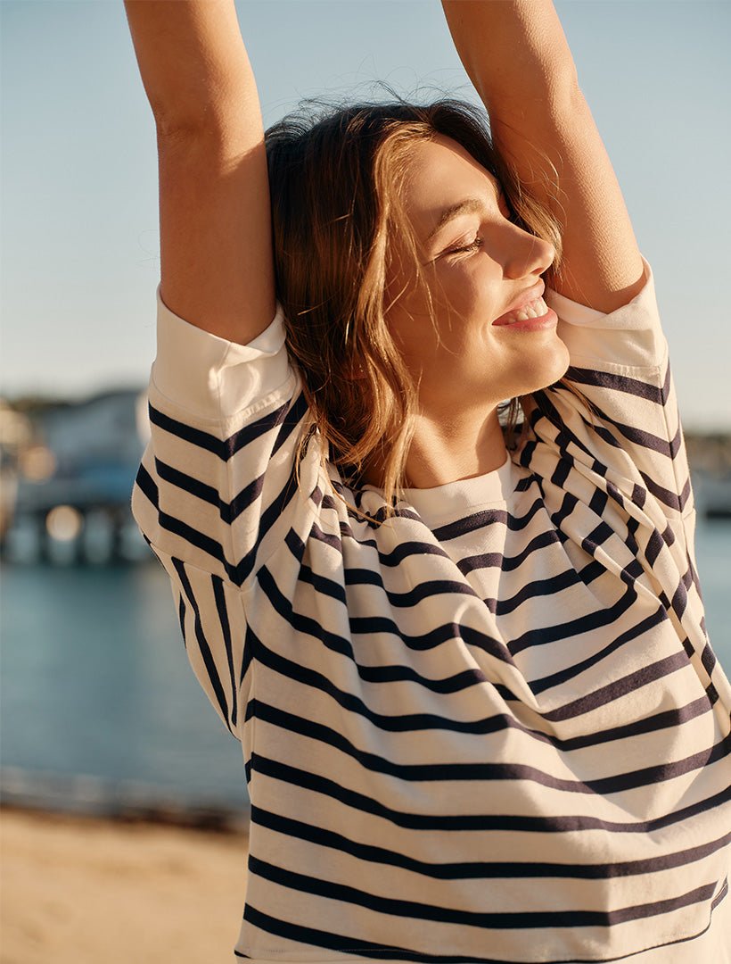Anna Stripe Tee Navy White - Zjoosh