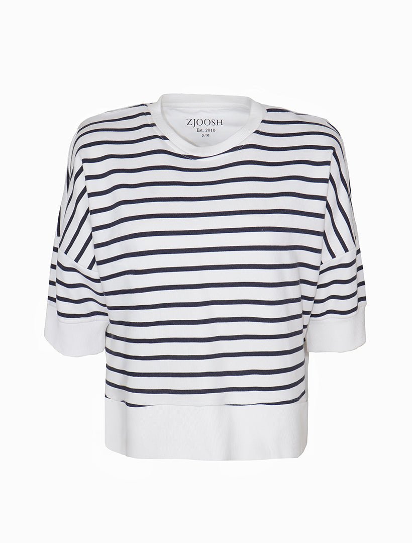 Anna Stripe Tee Navy White - Zjoosh