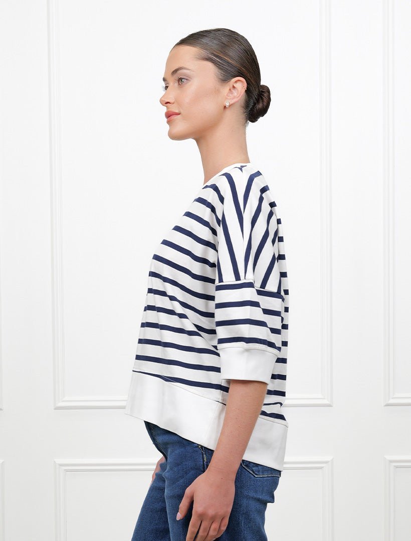 Anna Stripe Tee Navy White - Zjoosh
