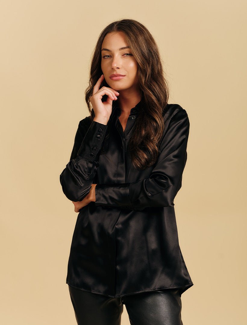 Annalise Silk Shirt Black - Zjoosh