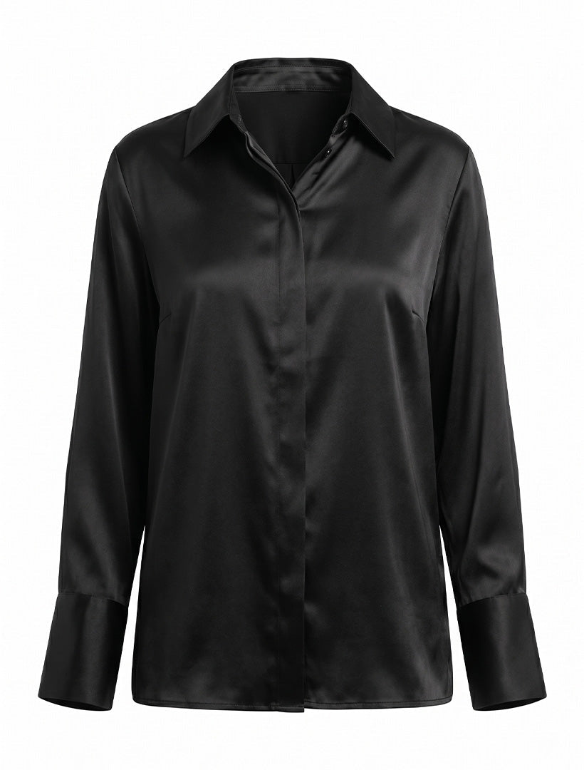 Annalise Silk Shirt Black - Zjoosh