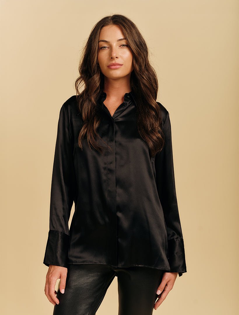 Annalise Silk Shirt Black - Zjoosh
