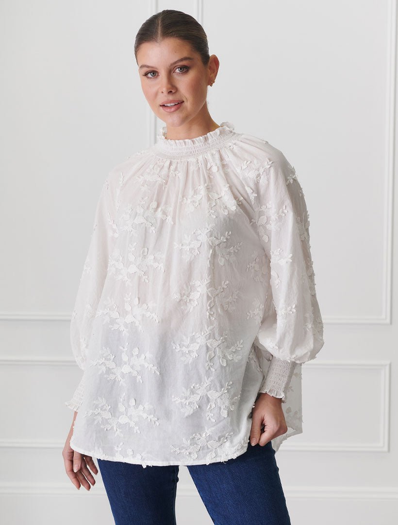 Anya Lace Shirt White - Zjoosh