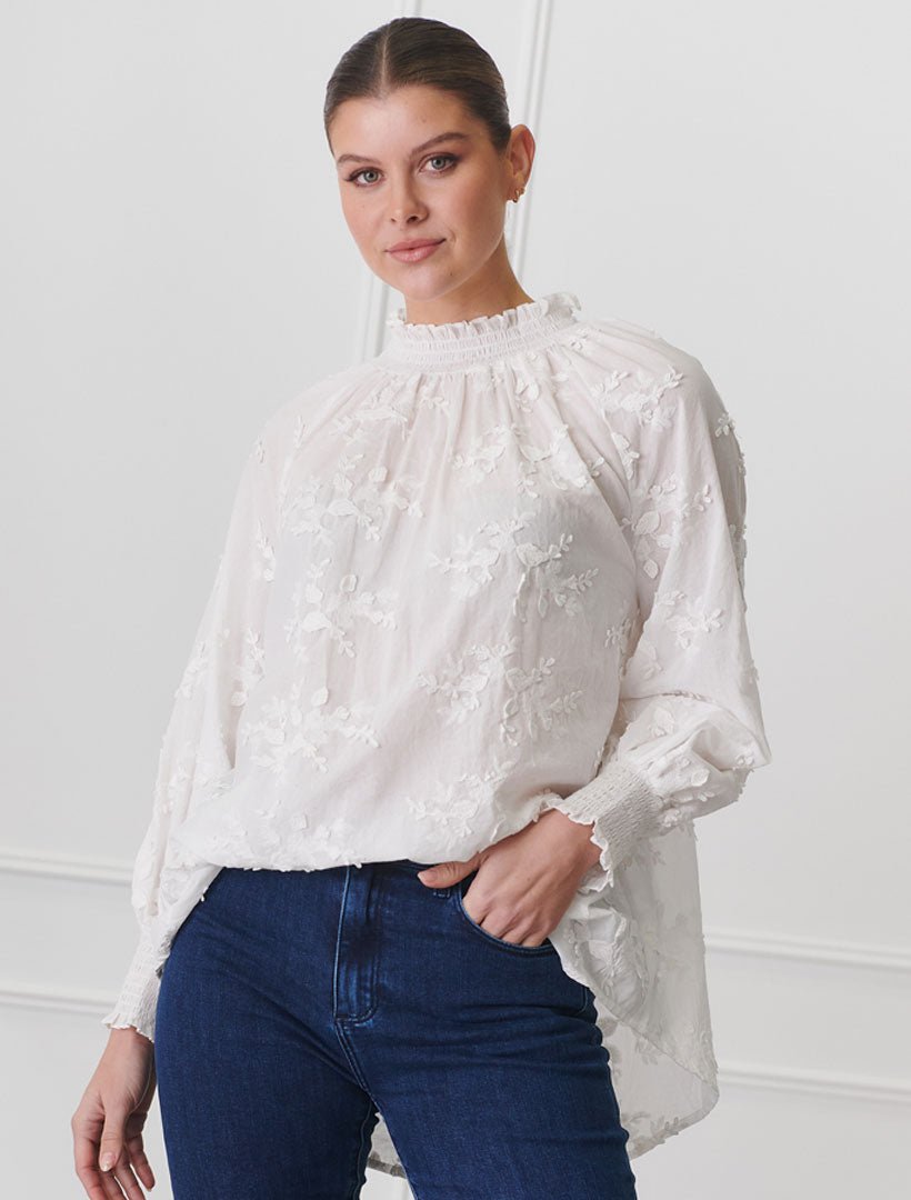 Anya Lace Shirt White - Zjoosh