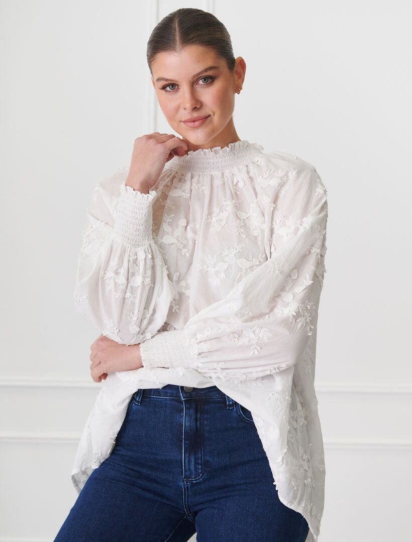 Anya Lace Shirt White - Zjoosh